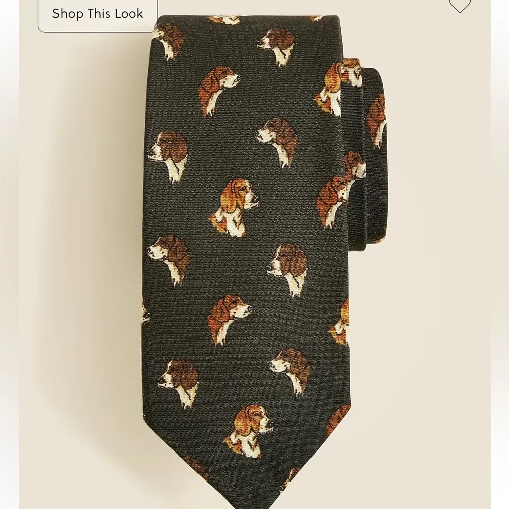 J crew olive dogs Italian wool tie in dog pattern